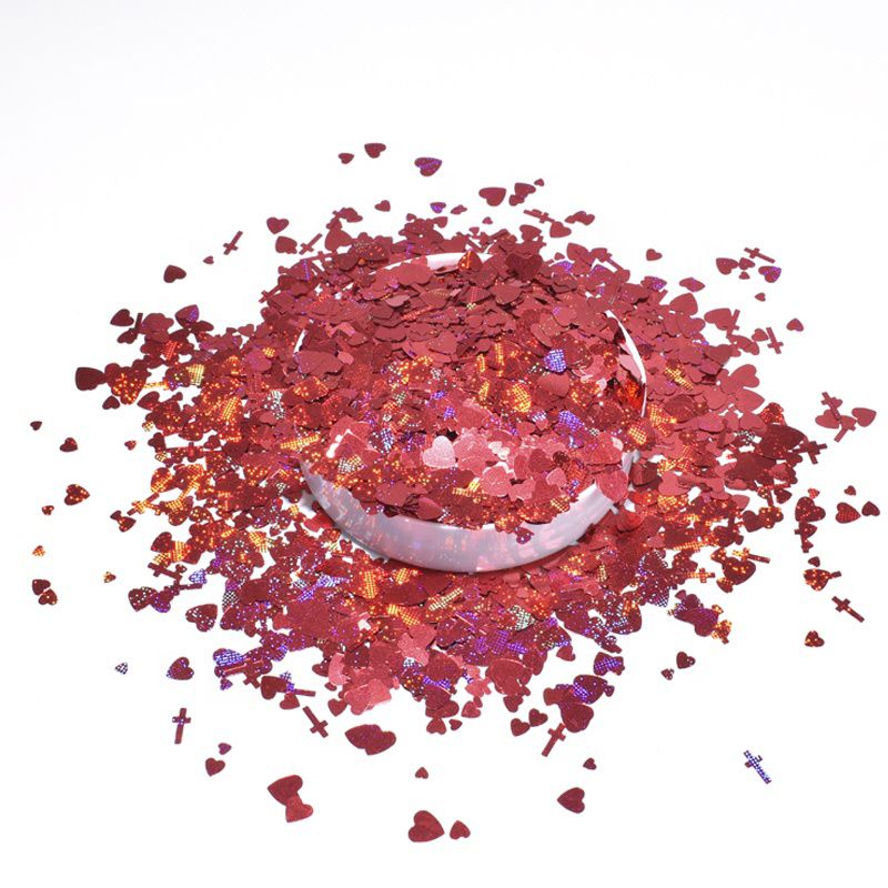 G1031p New Pet Starlight Gold Love Cross Glitter Various Sizes Mixed Nail Art Glitter Powder Factory Wholesale